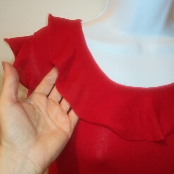 Love Moschino Red Ruffled Collar Sweater Dress - Picture 3 of 12